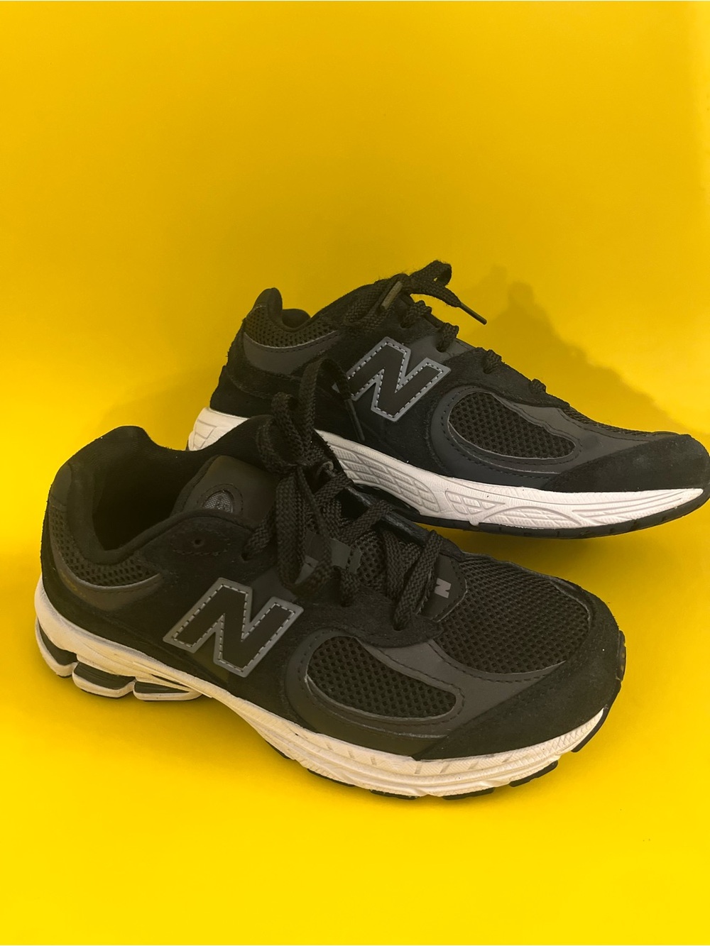 New Balance Kids Black and White Mesh Sneakers